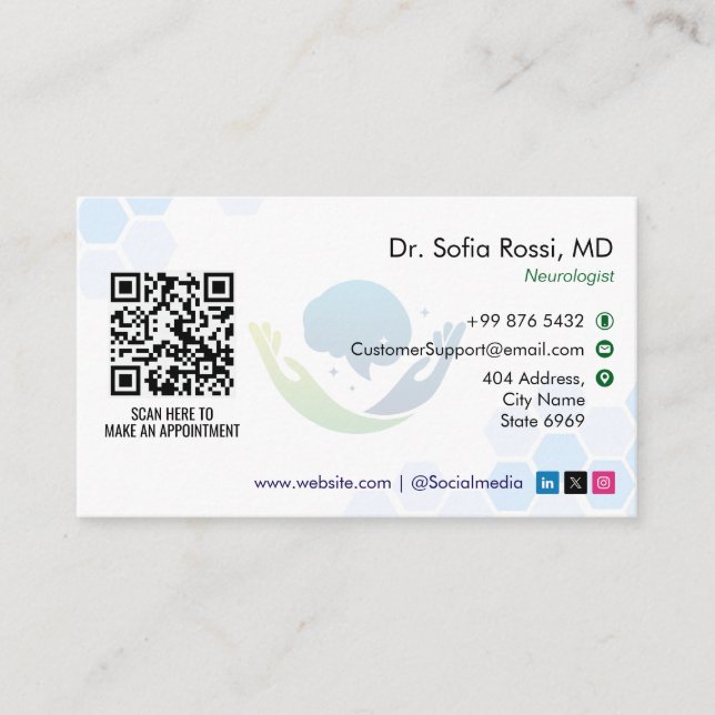 Tarjeta De Visita Neuro Rehab Business | Blanco minimalista (Anverso)