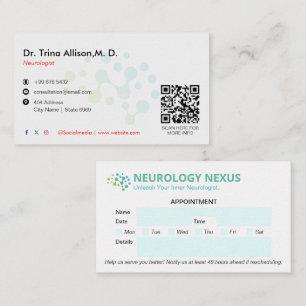 Tarjeta De Visita Neurología Clínica de Negocios   Cita limpia
