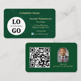 Tarjeta De Visita Neurology Business Card Custom Logo Emerald Green