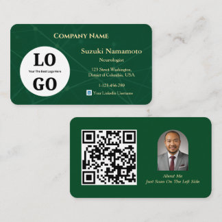 Tarjeta De Visita Neurology Business Card Custom Logo Emerald Green