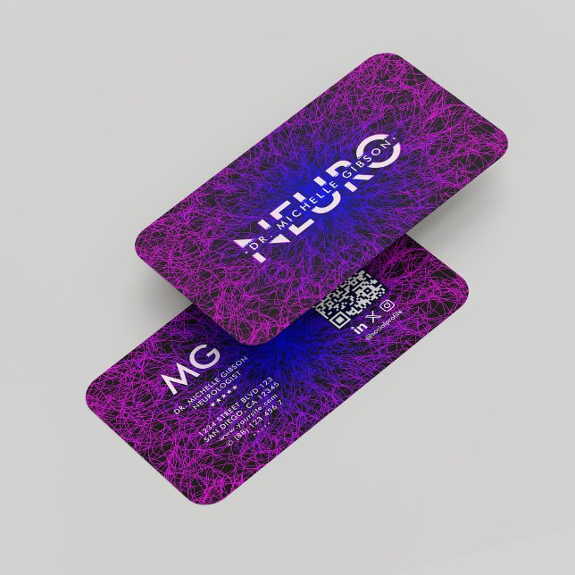 Tarjeta De Visita Neuroólogo moderno neurocientífico psicólogo (Modern Neurologist Neuroscientist Psychologist Purple Neuron Business Card
)