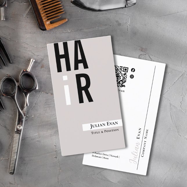 Tarjeta de visita neutra para peluquero simple de  (Simple Beige Hairdresser Neutral Business Card)