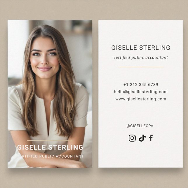 Tarjeta De Visita Neutral Beige Accountant CPA Minimal Modern (Subido por el creador)