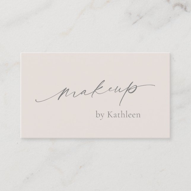 Tarjeta De Visita Neutral Beige Código QR Artista elegante de maquil (Anverso)