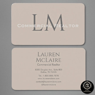Tarjeta De Visita Neutral Classic Taupe Monogram Business Card