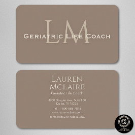 Tarjeta De Visita Neutral Dark Taupe Monogram Business Card