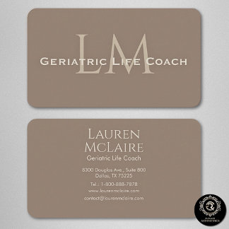 Tarjeta De Visita Neutral Dark Taupe Monogram Business Card