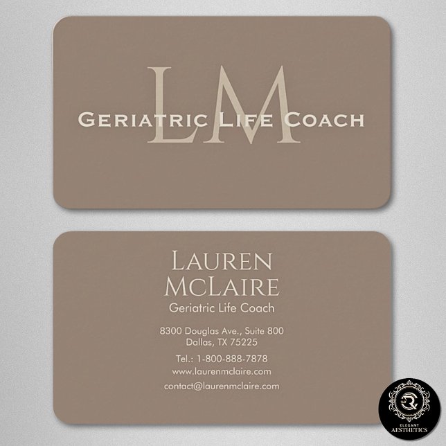 Tarjeta De Visita Neutral Dark Taupe Monogram Business Card (Subido por el creador)