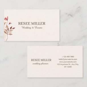 Tarjeta De Visita Neutral elegante simple Boda de flores acuáticas