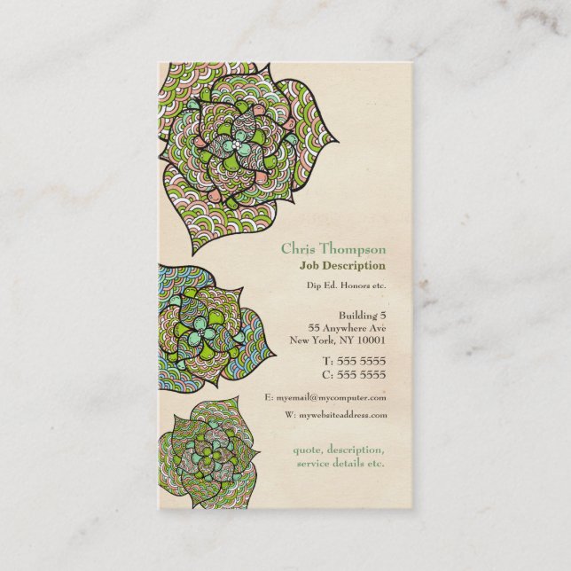 Tarjeta de visita neutral floral del ambiente (Anverso)