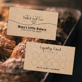 Tarjeta De Visita Neutral Kraft Heart Line Bakery Loyalty Reward