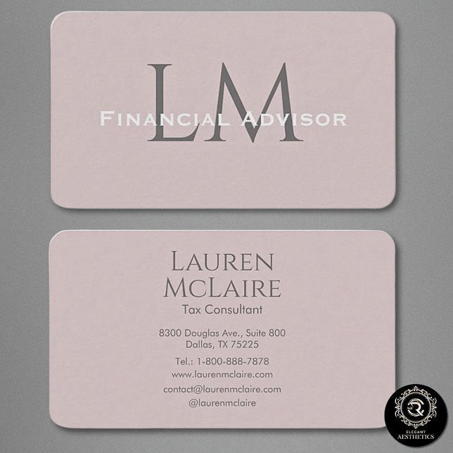 Tarjeta De Visita Neutral Rose Taupe Monogram Business Card (Subido por el creador)
