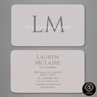 Tarjeta De Visita Neutral Taupe Gray Monogram Business Card