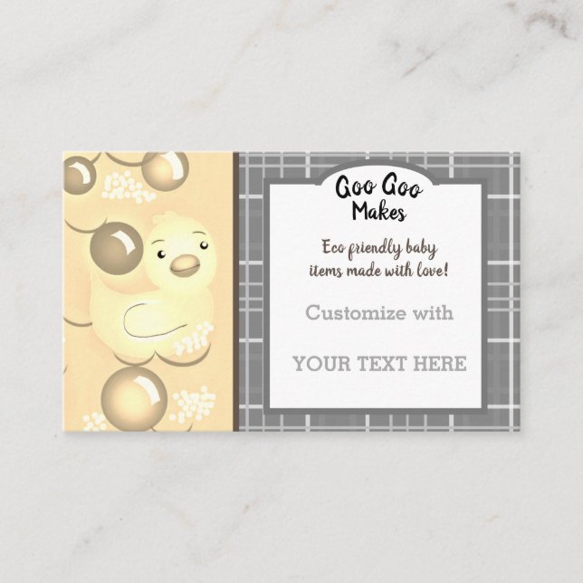 Tarjeta De Visita Neutrales para bebes/guarderías/duques de caucho (Anverso)