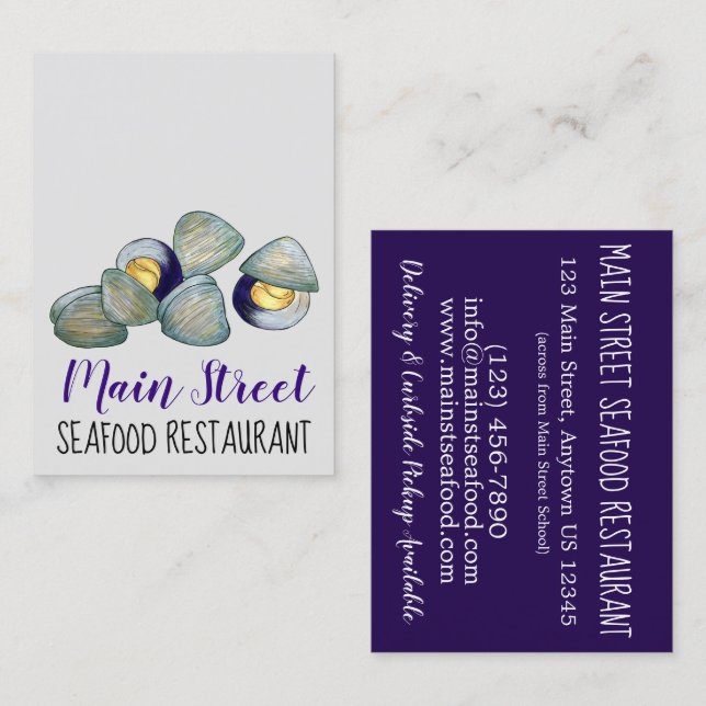 Tarjeta De Visita New England Clams Clambake Seafood Restaurant (Anverso / Reverso)