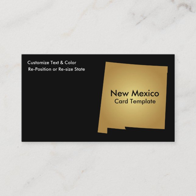 Tarjeta De Visita New Mexico State Business Card Metallic Gold (Anverso)