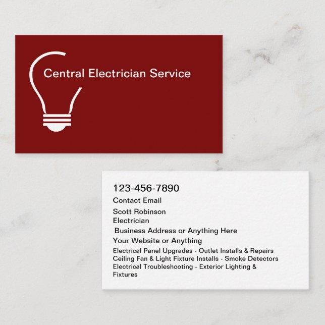 Tarjeta De Visita New Modern Electrician Service Business Cards (Anverso / Reverso)
