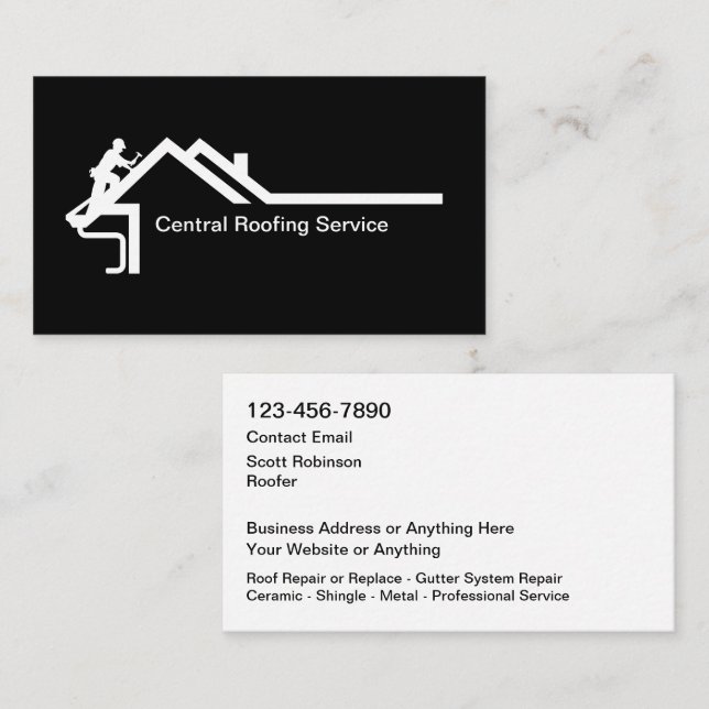 Tarjeta De Visita New Modern Roofing Service Business Cards (Anverso / Reverso)