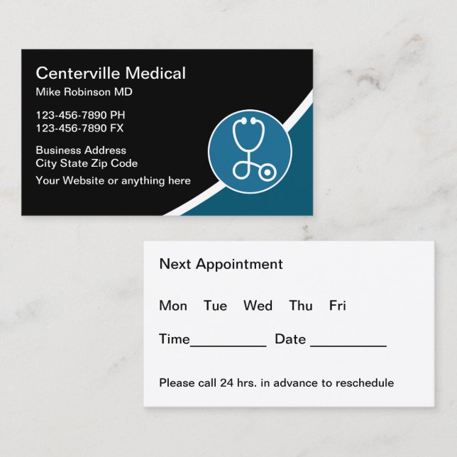 Tarjeta De Visita Newest Medical Appointment Business Cards (Anverso / Reverso)