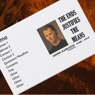Tarjeta De Visita Niccolo Machiavelli El Fin Justifica Los Medios