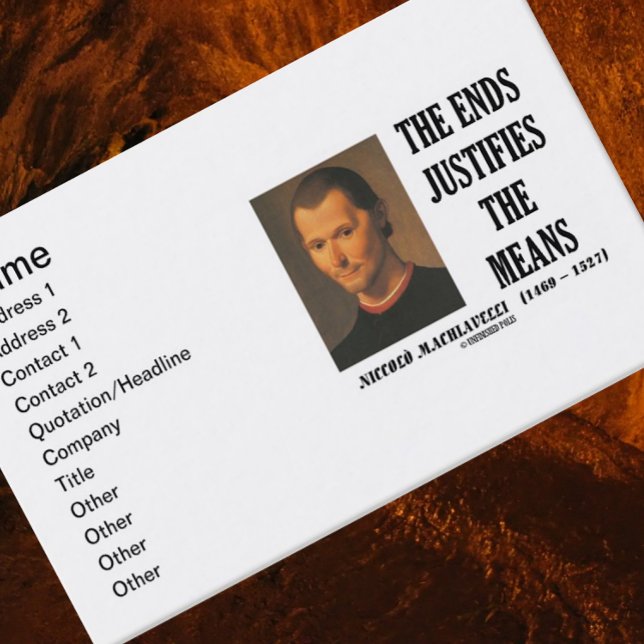 Tarjeta De Visita Niccolo Machiavelli El Fin Justifica Los Medios (Business card featuring Machiavelli's infamous political advice.)