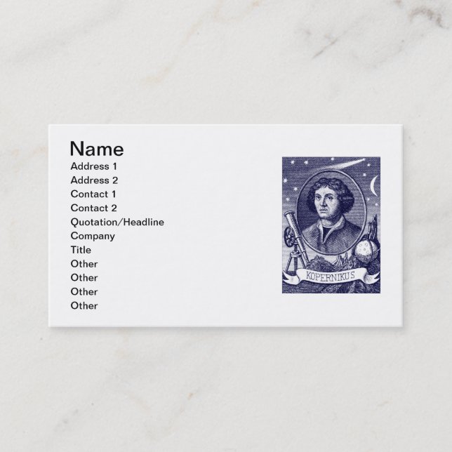 Tarjeta De Visita Nicolaus Copernicus (Anverso)