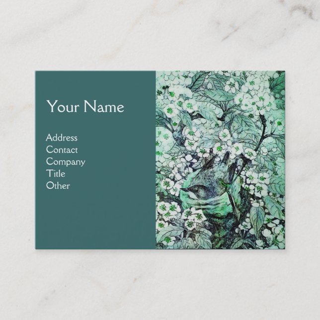 Tarjeta De Visita NIDO DE AVE, monograma, negro verde (Anverso)