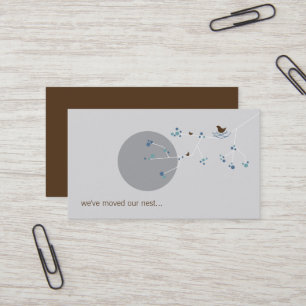 Tarjeta De Visita Nido de Pájaros + Familia Azul Dirección de Nueva 