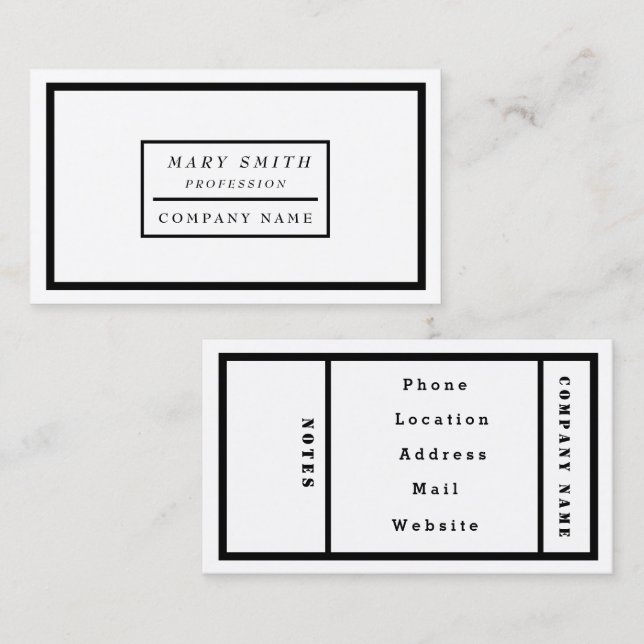 Tarjeta De Visita Nieve blanca simple y moderna (Anverso / Reverso)