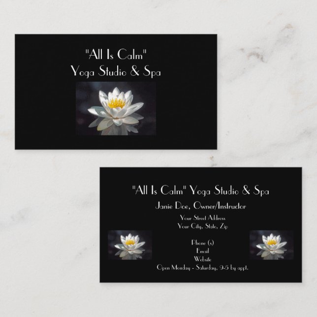 TARJETA DE VISITA "NIEVE BLANCO TOTALMENTE ABIERTO LOTUS BLOSSOM EN  (Anverso / Reverso)