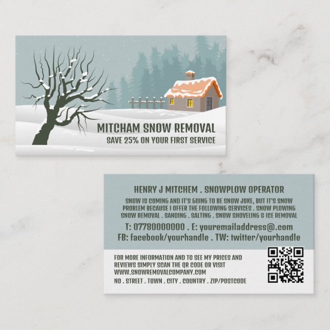 Tarjeta De Visita Nieve de jardín, publicidad de la empresa de elimi (Anverso / Reverso)