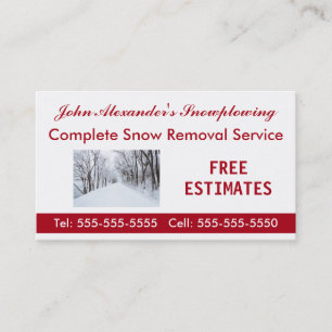 Tarjeta De Visita Nieve, eliminación de nieves y servicios para empr