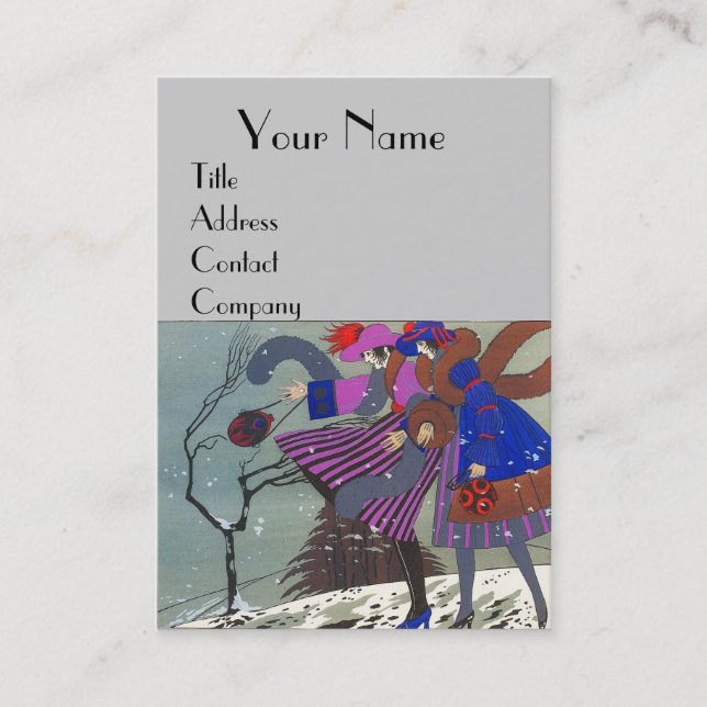 TARJETA DE VISITA NIEVE INVIERNO / BELLEZA MODA DISEÑADOR DE CÓSTULO (Anverso)