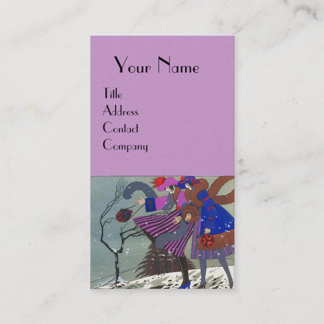 TARJETA DE VISITA NIEVE INVIERNO / BELLEZA MODA DISEÑADOR DE CÓSTULO (Anverso)