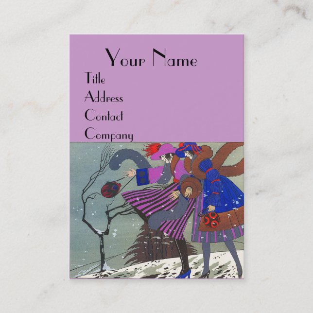 TARJETA DE VISITA NIEVE INVIERNO / BELLEZA MODA DISEÑADOR DE CÓSTULO (Anverso)