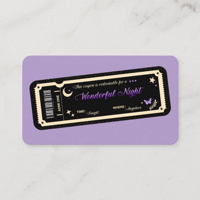 Tarjeta De Visita  Night coupon (Anverso)