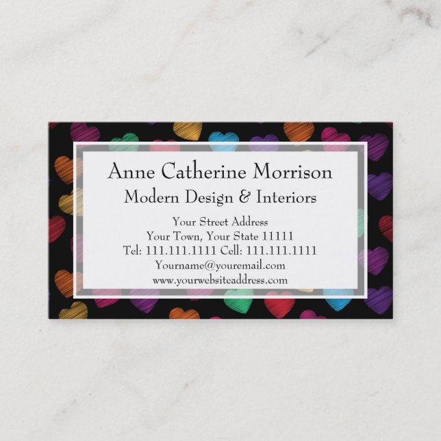 Tarjeta De Visita Nin@era feliz de los corazones, cuidado de niños, (Anverso)