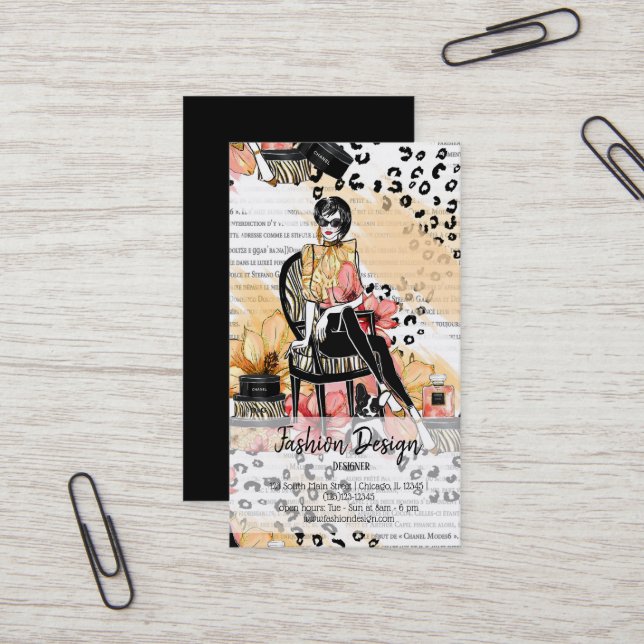 Tarjeta De Visita Niña de moda (Anverso/Reverso In Situ)