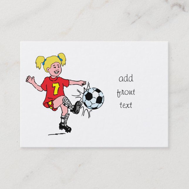 Tarjeta De Visita Niña jugando al fútbol (Anverso)
