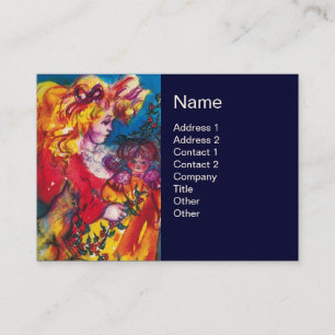 Tarjeta De Visita NIÑA PEQUEÑA, GATO Y BONITO DOLL Blue