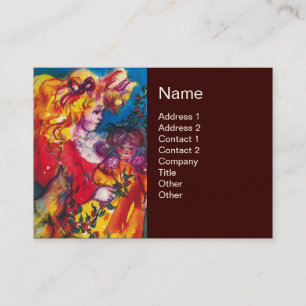 Tarjeta De Visita NIÑA PEQUEÑA, GATO Y BONITO DOLL Marrón amarillo