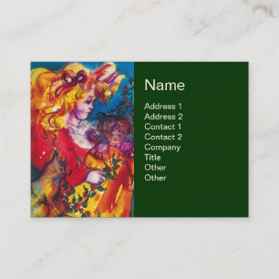 Tarjeta De Visita NIÑA PEQUEÑA, GATO Y BONITO ROJO Verde