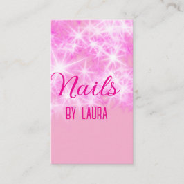 Tarjeta De Visita Niñas purpurinas rosadas y nails añaden nombre a s