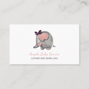 Tarjeta De Visita Niñera de Elephant Baby Pink Daycare