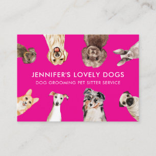Tarjeta De Visita Niñera de Mascotas Perros Pequeños de Tamaño Rosa