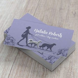 Tarjeta De Visita Niñera de Perros Cuidadora de Mascotas Chica & Per