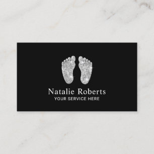 Tarjeta De Visita Niñera de Purpurina Plata moderna 