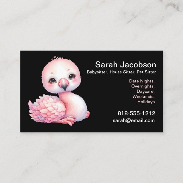 Tarjeta De Visita Niñera, House Sitter, Mascota Sentado (Anverso)