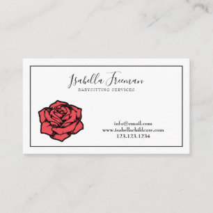 Tarjeta De Visita Niñera moderna Rosa canguro floral