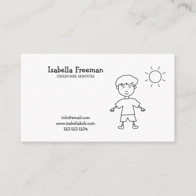 Tarjeta De Visita Niñera Negra y Blanca Niños Solteros Cuidados Infa (Anverso)